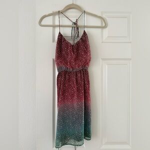 Roxy Red-to-Green Gradient Spaghetti Strap Mini Dress